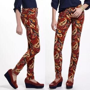 Pilcro Serif Paisley Cord Leggings 29" Boho Chic Printed‎ Loud